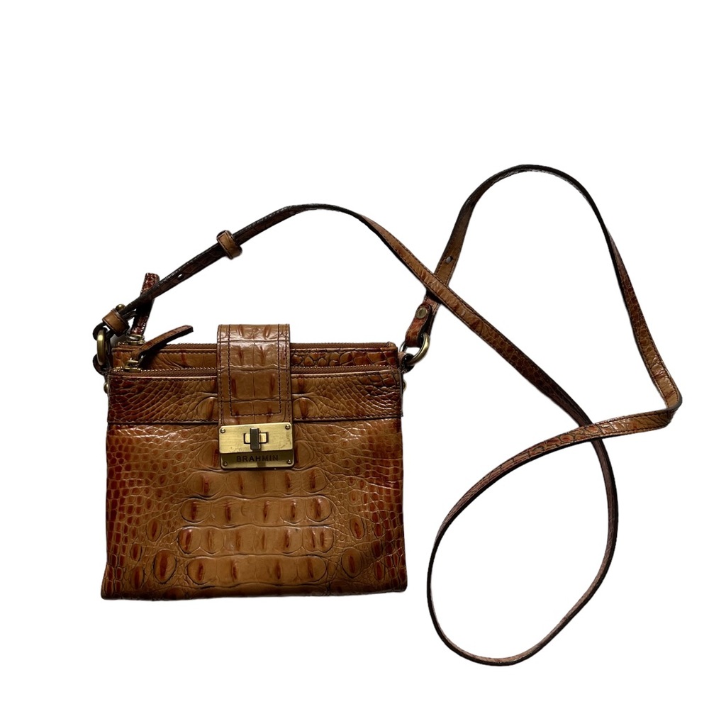 SOLD Brahmin Mojito Melbourne Croc Embossed Genuine Leather Crossbody Bag - Picture 1 of 9